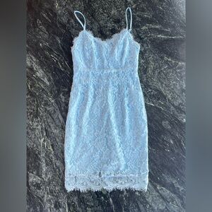 Missguided Lace Strappy Bodycon Dress in Powder Blue, size US 4.